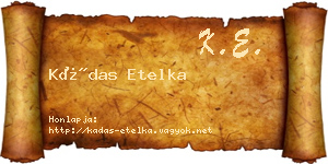 Kádas Etelka névjegykártya